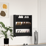 Casa si Gradina - Mobilier - Organizare si depozitare - Organizator incaltaminte - Dulap pentru pantofi  Negru Stejar 80x18x90 cm Lemn prelucrat - Infinity.ro