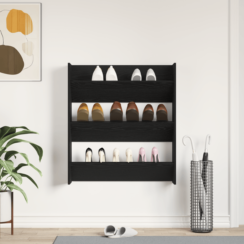 Casa si Gradina - Mobilier - Organizare si depozitare - Organizator incaltaminte - Dulap pentru pantofi  Negru Stejar 80x18x90 cm Lemn prelucrat - Infinity.ro