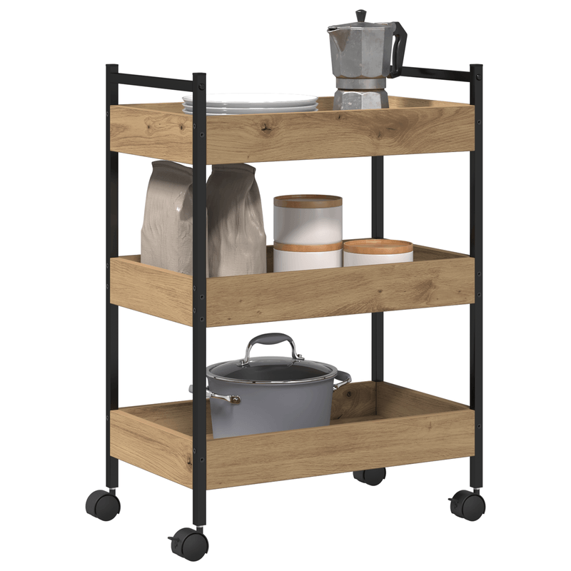 Casa si Gradina - Mobilier - Comode si corpuri - Corpuri bucatarie - Carucior bucatarie, stejar artizanal 50x30x70 cm lemn prelucrat - Infinity.ro