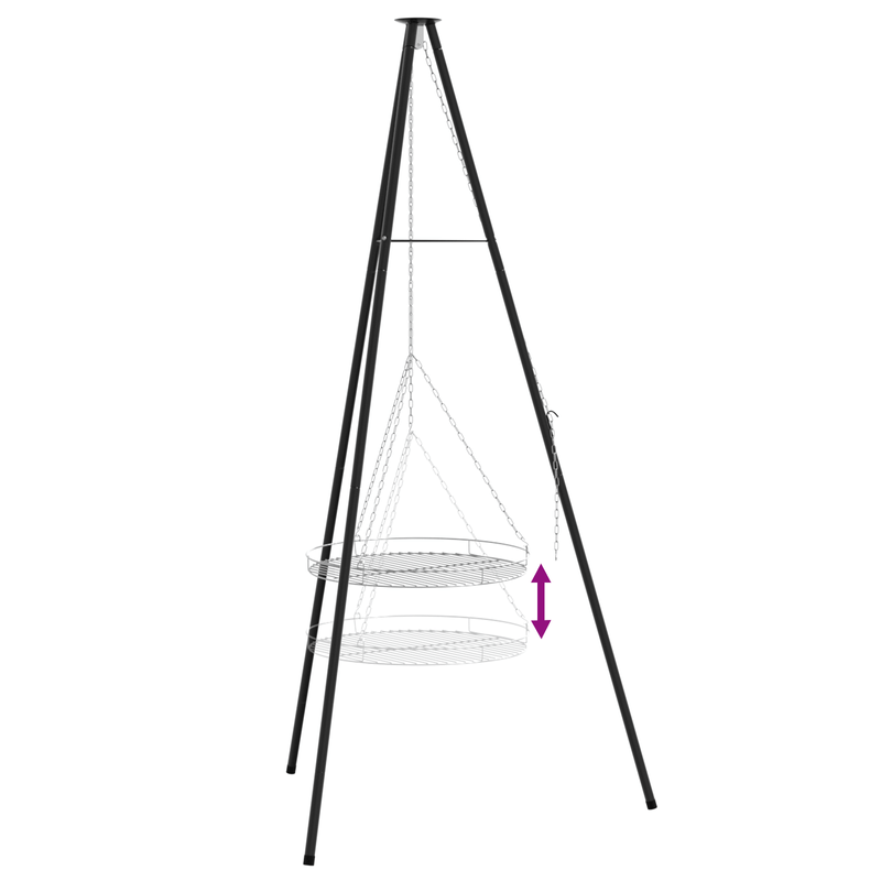 Electronice si Electrocasnice - Electrocasnice bucatarie - Aparate de gatit & desert - Aparate de gatit cu aburi - Tripod pentru gatit la foc de tabara cu gratar 170 cm otel - Infinity.ro