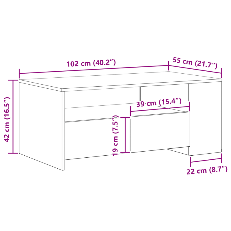 Casa si Gradina - Mobilier - Mese si birouri - Masute de cafea - Masa de cafea  - Stejar artizanal - 102x55x43.5 cm - Fabricata din lemn prelucrat - Infinity.ro