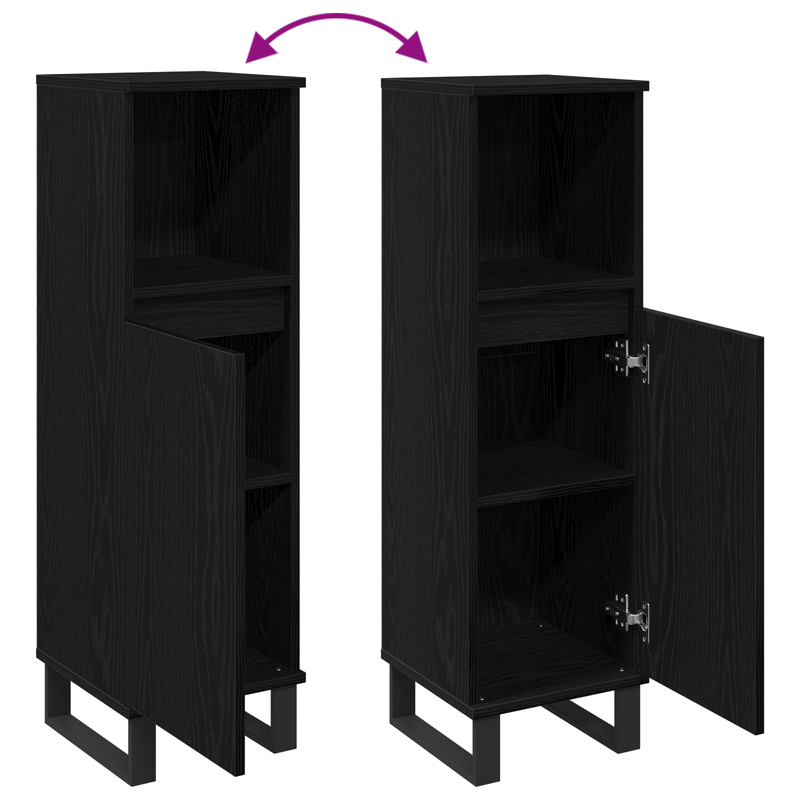 Casa si Gradina - Mobilier - Mobilier baie - Corpuri baie - Dulap de baie, stejar negru, 30x30x190 cm, lemn prelucrat - Infinity.ro