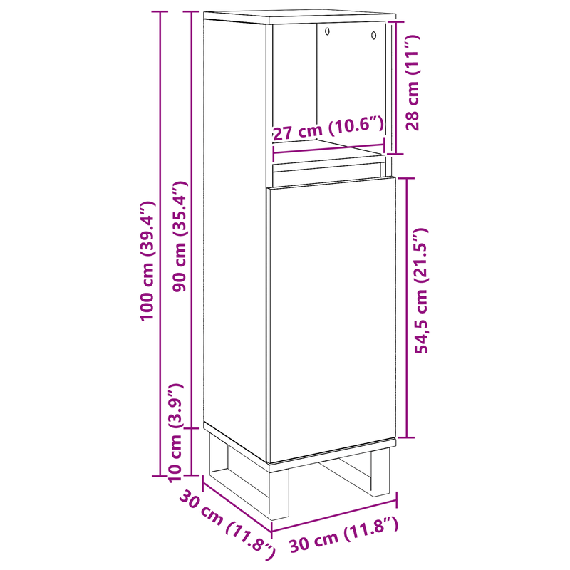 Casa si Gradina - Mobilier - Mobilier baie - Corpuri baie - Dulap de baie, stejar negru, 30x30x190 cm, lemn prelucrat - Infinity.ro