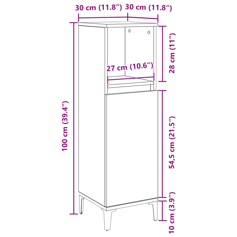 Casa si Gradina - Mobilier - Mobilier baie - Corpuri baie - Dulap de baie, stejar negru, 30x30x100 cm, lemn prelucrat - Infinity.ro