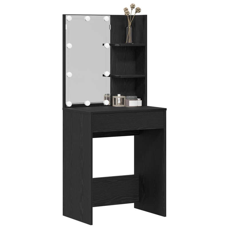 Casa si Gradina - Mobilier - Comode si corpuri - Masute de toaleta - masa de toaleta LED  in stejar negru, 60x40x140 cm, Fabricata din lemn prelucrat - Infinity.ro