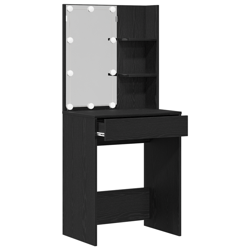 Casa si Gradina - Mobilier - Comode si corpuri - Masute de toaleta - masa de toaleta LED  in stejar negru, 60x40x140 cm, Fabricata din lemn prelucrat - Infinity.ro