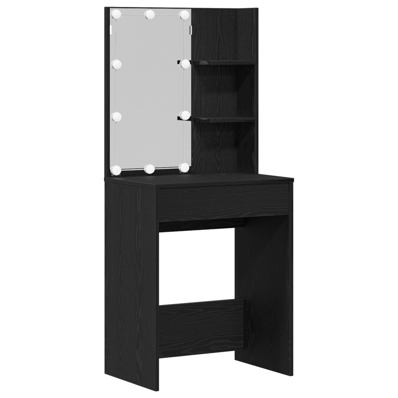 Casa si Gradina - Mobilier - Comode si corpuri - Masute de toaleta - masa de toaleta LED  in stejar negru, 60x40x140 cm, Fabricata din lemn prelucrat - Infinity.ro