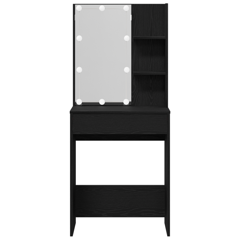 Casa si Gradina - Mobilier - Comode si corpuri - Masute de toaleta - masa de toaleta LED  in stejar negru, 60x40x140 cm, Fabricata din lemn prelucrat - Infinity.ro