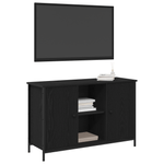 Casa si Gradina - Mobilier - Comode si corpuri - Comode - Dulap TV, stejar negru, 101x35x65 cm, lemn prelucrat & otel - Infinity.ro