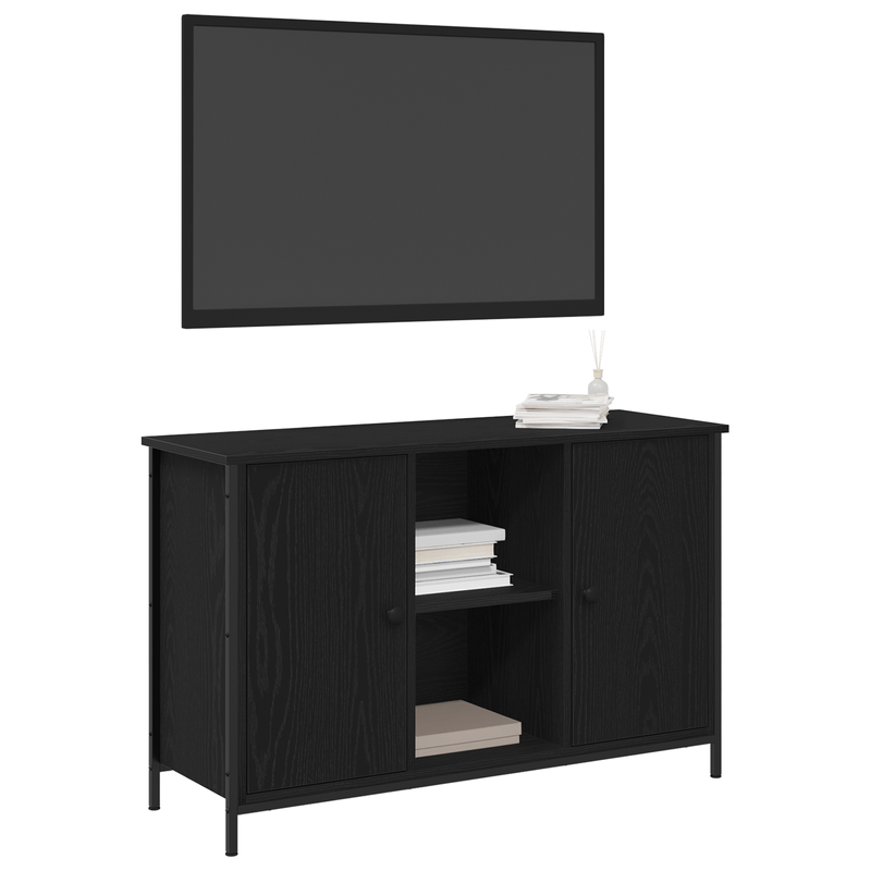 Casa si Gradina - Mobilier - Comode si corpuri - Comode - Dulap TV, stejar negru, 101x35x65 cm, lemn prelucrat & otel - Infinity.ro