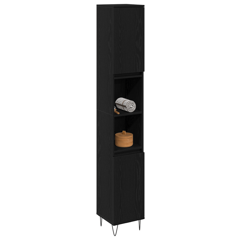 Casa si Gradina - Mobilier - Mobilier baie - Comode baie - Dulap de baie, stejar negru, 30x30x190 cm, lemn prelucrat - Infinity.ro