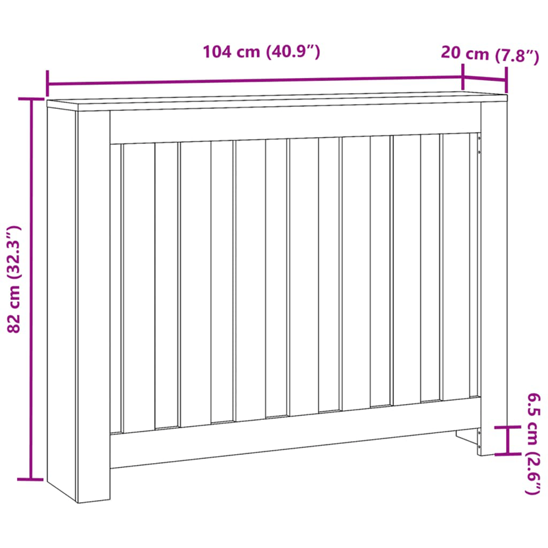 Casa si Gradina - Termice - Calorifere si accesorii - Accesorii calorifere - Husa pentru Radiatoare Stejar Negru 104x20x82 cm Lemn Ingineresc - Infinity.ro