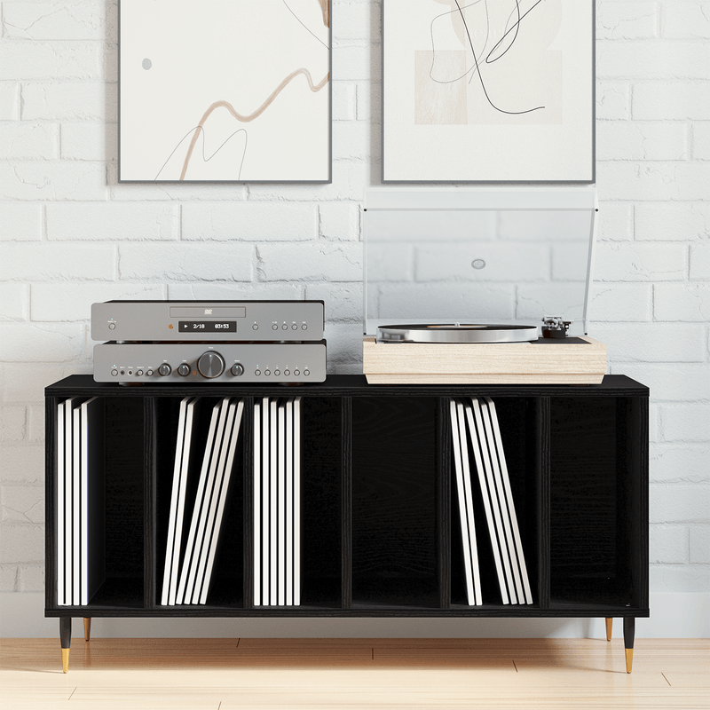 Casa si Gradina - Mobilier - Dulapuri si sifoniere - Dulapuri - Dulap pentru discuri, stejar negru 100x38x48 cm lemn prelucrat - Infinity.ro
