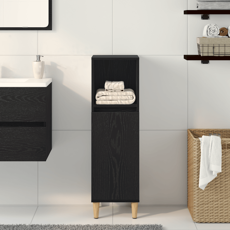 Casa si Gradina - Mobilier - Mobilier baie - Comode baie - Dulap de baie, stejar negru, 30x30x100 cm, lemn prelucrat - Infinity.ro