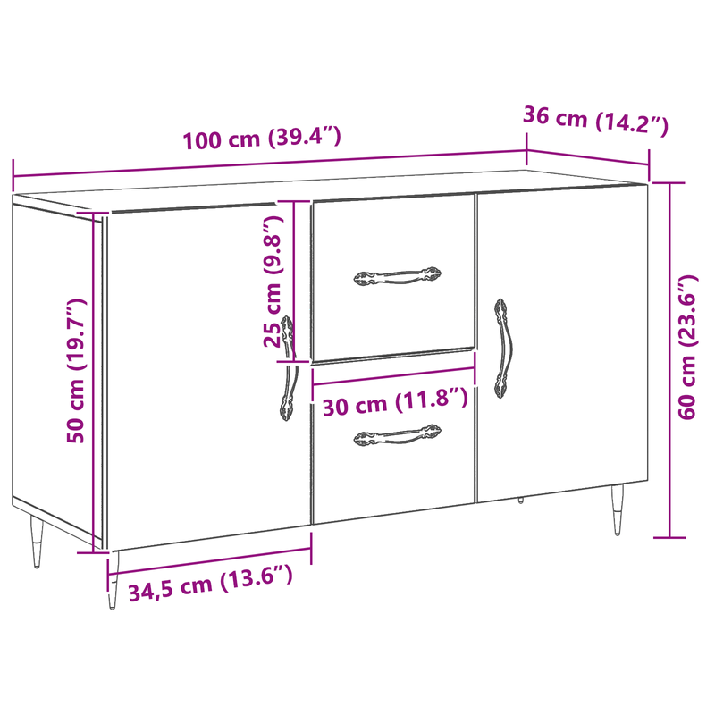 Casa si Gradina - Mobilier - Comode si corpuri - Comode - Dulap, stejar negru, 100x36x60 cm, lemn prelucrat - Infinity.ro