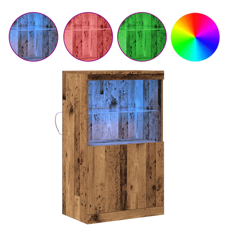 Casa si Gradina - Mobilier - Comode si corpuri - Comode - Bufet cu Lumina LED Lemn Vechi 60x37x100 cm - Infinity.ro