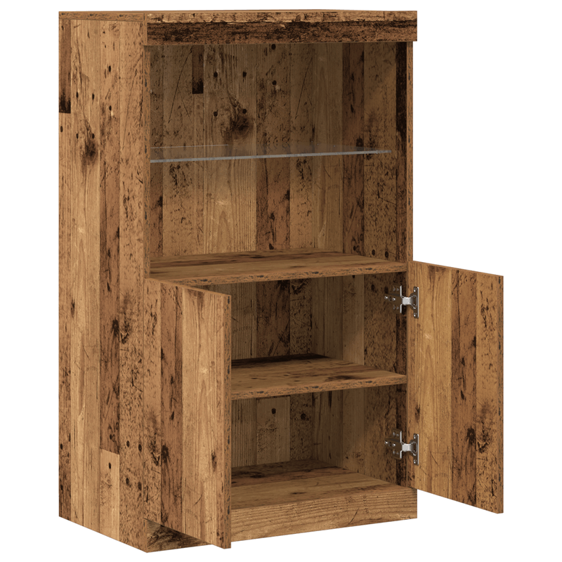 Casa si Gradina - Mobilier - Comode si corpuri - Comode - Bufet cu Lumina LED Lemn Vechi 60x37x100 cm - Infinity.ro