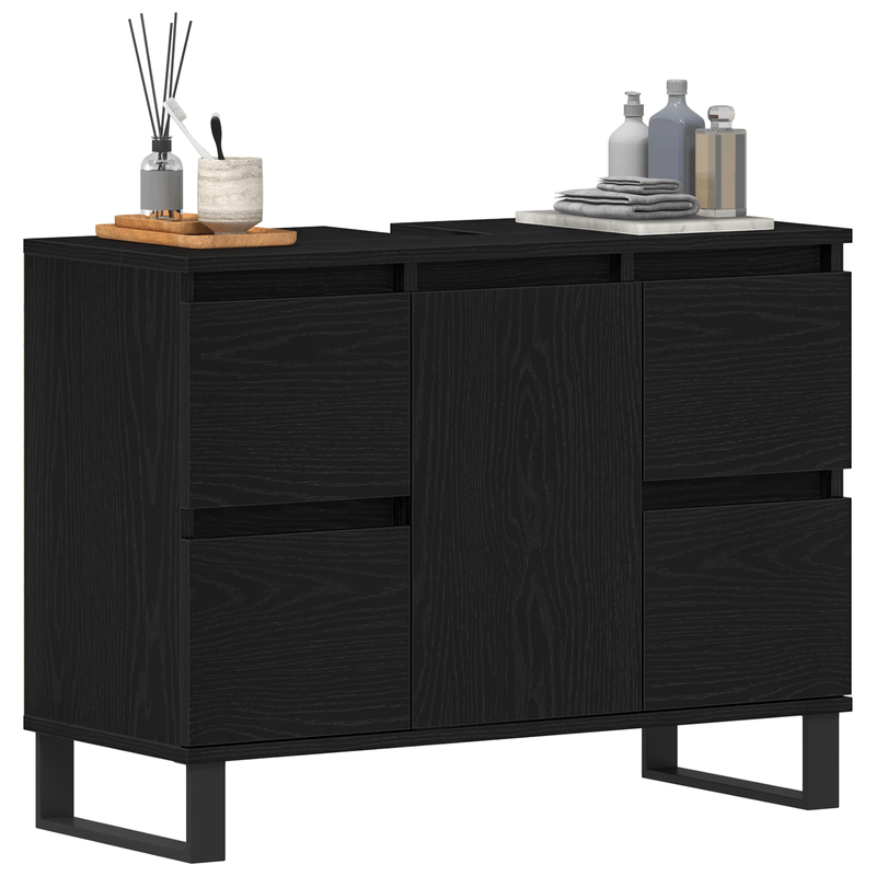 Casa si Gradina - Mobilier - Mobilier baie - Comode baie - Mobilier baie, chiuveta neagra din stejar 80x33x60 cm din lemn prelucrat - Infinity.ro