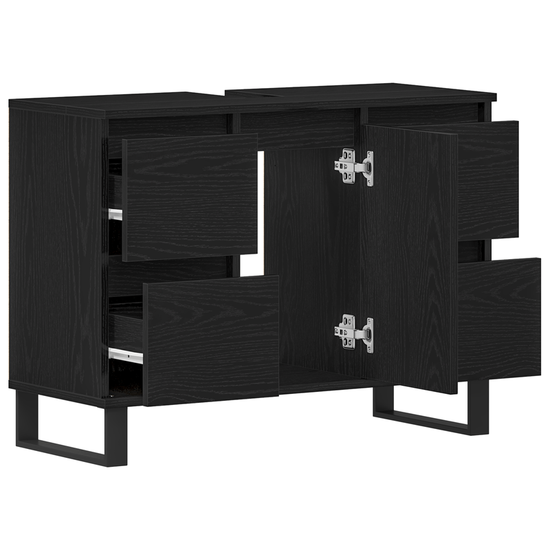 Casa si Gradina - Mobilier - Mobilier baie - Comode baie - Mobilier baie, chiuveta neagra din stejar 80x33x60 cm din lemn prelucrat - Infinity.ro