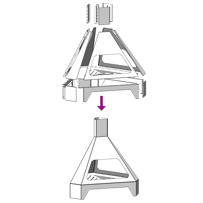 Casa si Gradina - Termice - Sobe, Seminee si accesorii - Seminee - Vatra de foc cu horn, 50x43x52 cm, otel corten - Infinity.ro