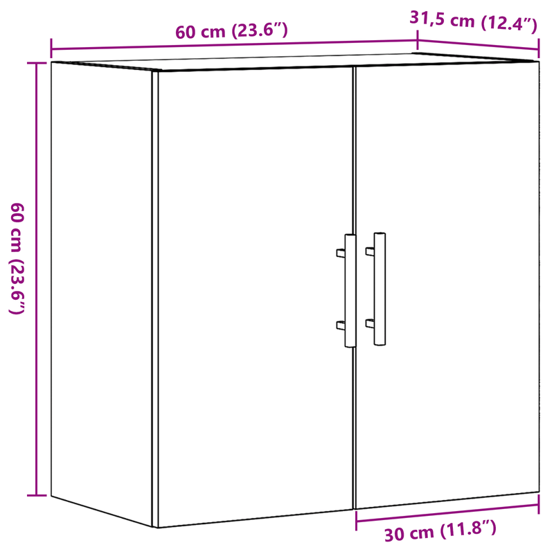 Casa si Gradina - Mobilier - Dulapuri si sifoniere - Dulapuri - Dulap de perete, stejar artizanal, 60x31,5x60 cm lemn prelucrat - Infinity.ro