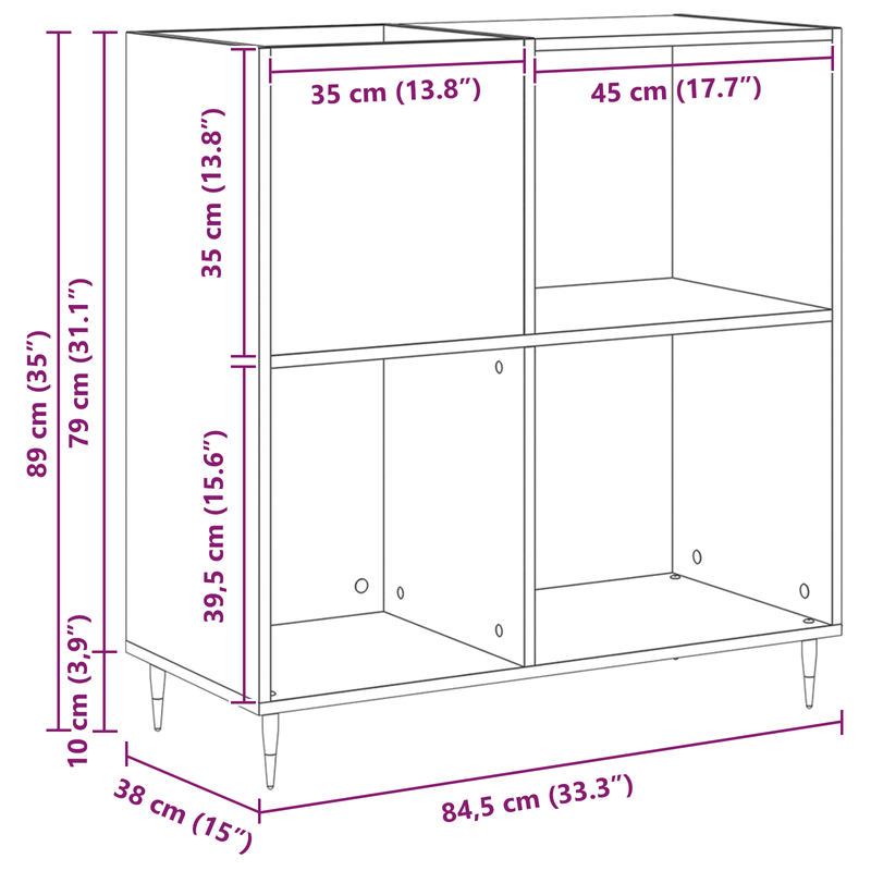 Casa si Gradina - Mobilier - Dulapuri si sifoniere - Dulapuri - Dulap pentru discuri, stejar negru 84,5x38x89 cm lemn prelucrat - Infinity.ro