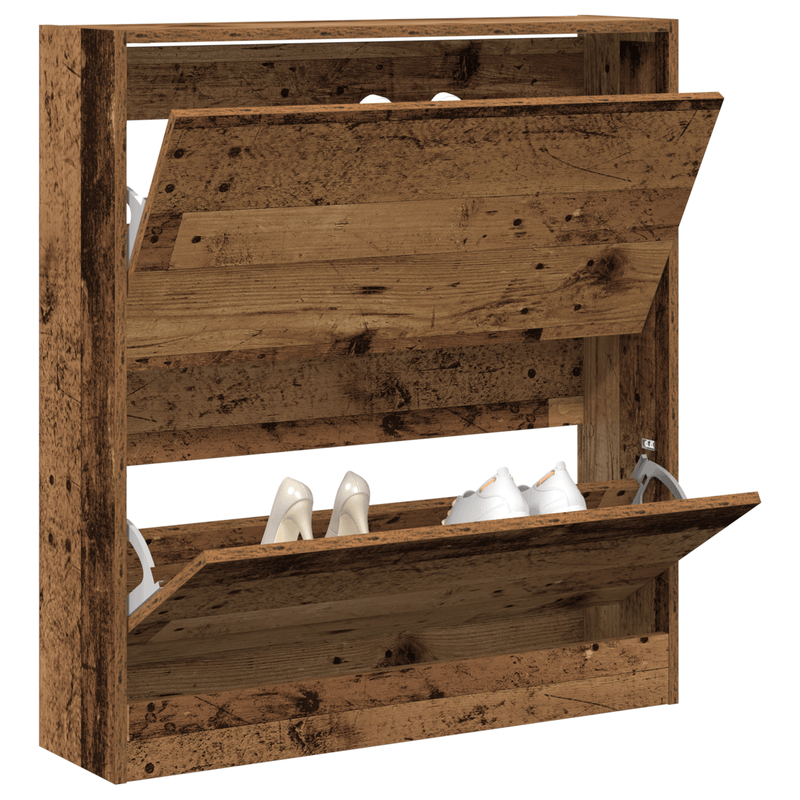 Casa si Gradina - Mobilier - Organizare si depozitare - Organizator incaltaminte - Pantofar cu sertar basculant, lemn vechi, 80x21x87,5 cm - Infinity.ro