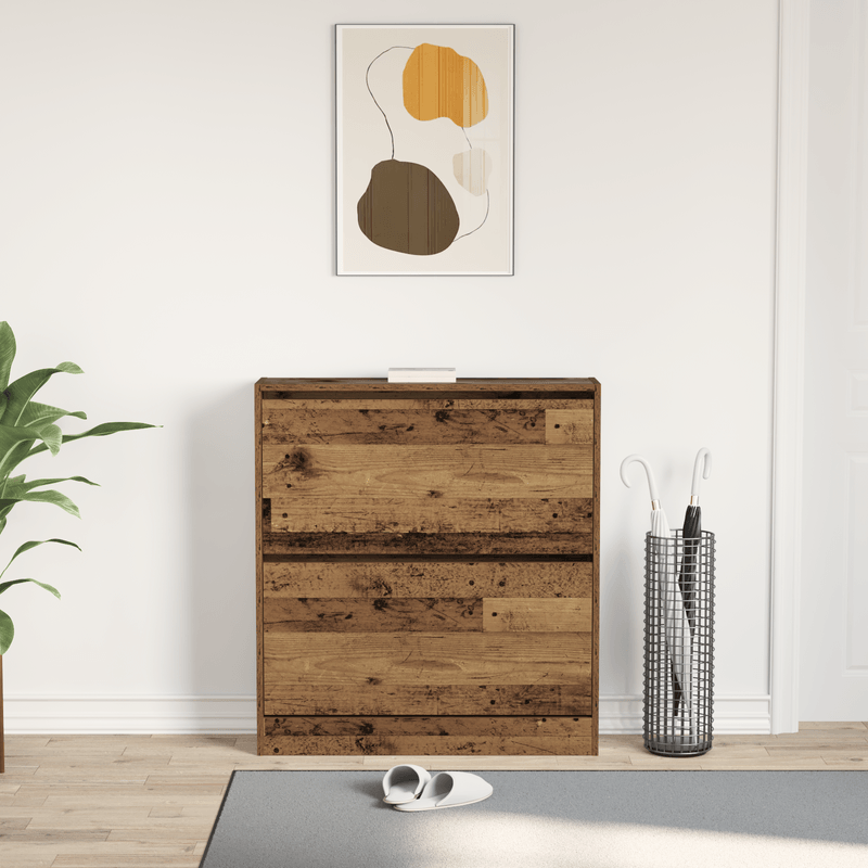 Casa si Gradina - Mobilier - Organizare si depozitare - Organizator incaltaminte - Pantofar cu sertar basculant, lemn vechi, 80x21x87,5 cm - Infinity.ro