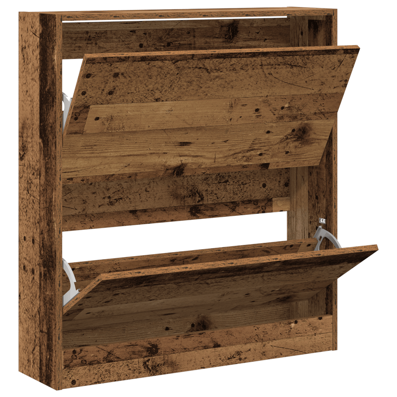 Casa si Gradina - Mobilier - Organizare si depozitare - Organizator incaltaminte - Pantofar cu sertar basculant, lemn vechi, 80x21x87,5 cm - Infinity.ro