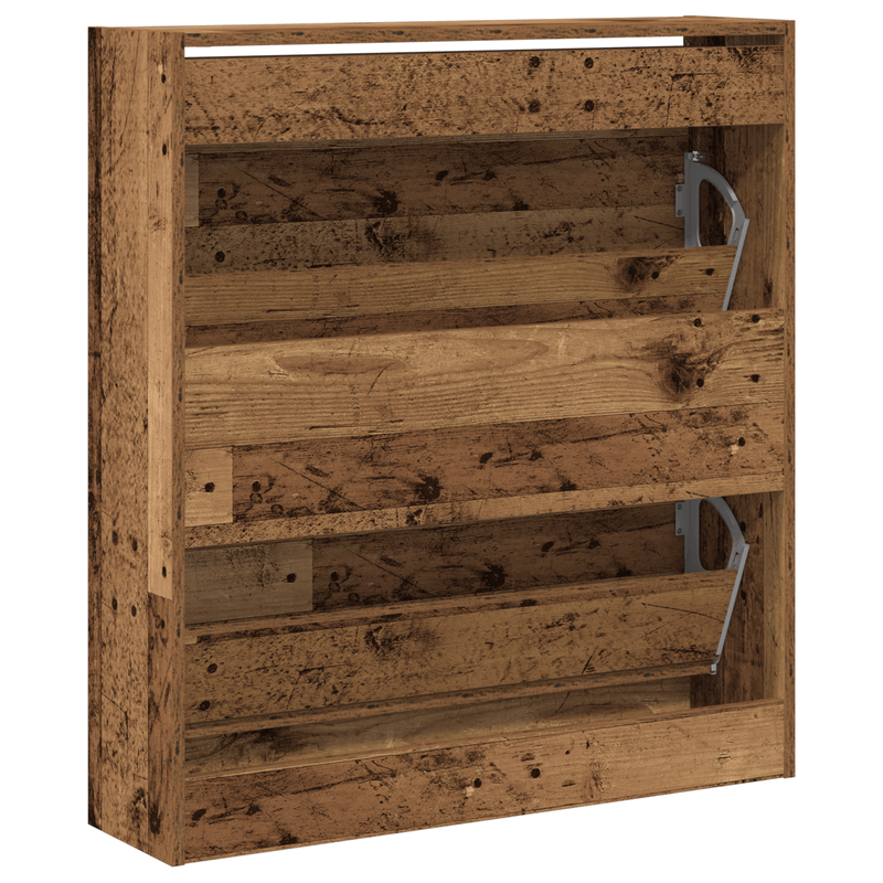 Casa si Gradina - Mobilier - Organizare si depozitare - Organizator incaltaminte - Pantofar cu sertar basculant, lemn vechi, 80x21x87,5 cm - Infinity.ro
