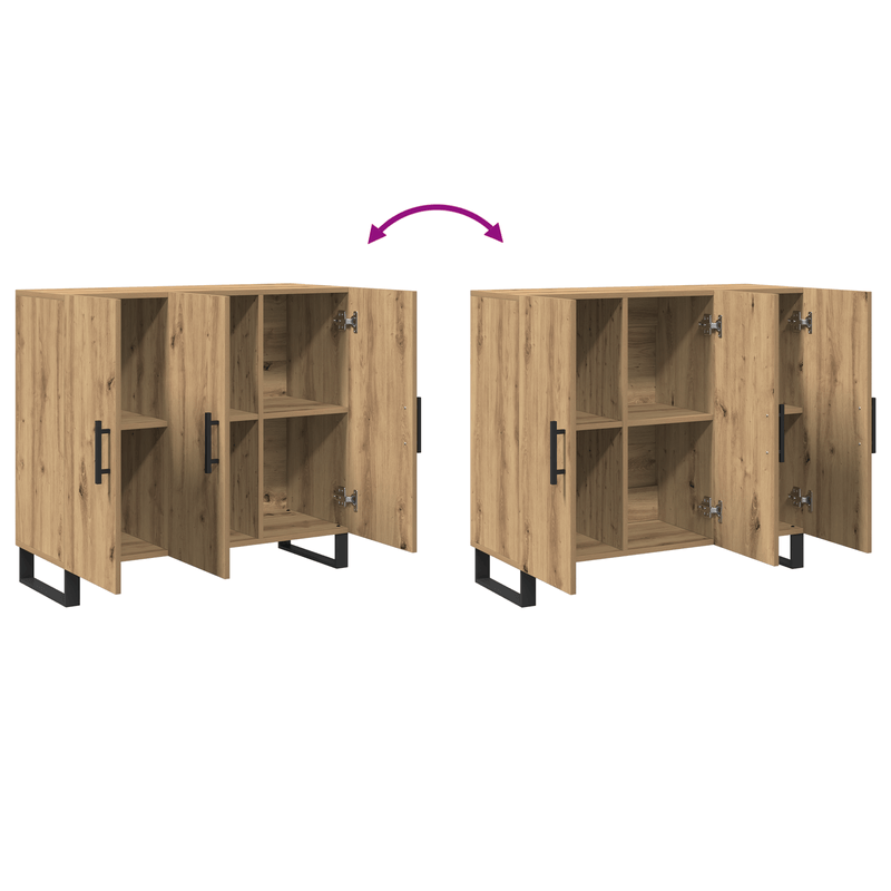 Casa si Gradina - Mobilier - Comode si corpuri - Comode - Dulap cu 3 usi, stejar artizanal, 90x34x80 cm, lemn prelucrat - Infinity.ro