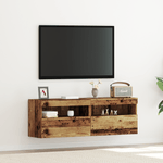 Casa si Gradina - Mobilier - Comode si corpuri - Comode - Dulap TV de perete cu LED, 2 buc., lemn vechi, 60x30x40 cm - Infinity.ro