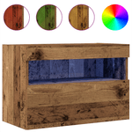 Casa si Gradina - Mobilier - Comode si corpuri - Comode - Dulap TV de perete cu LED, 2 buc., lemn vechi, 60x30x40 cm - Infinity.ro