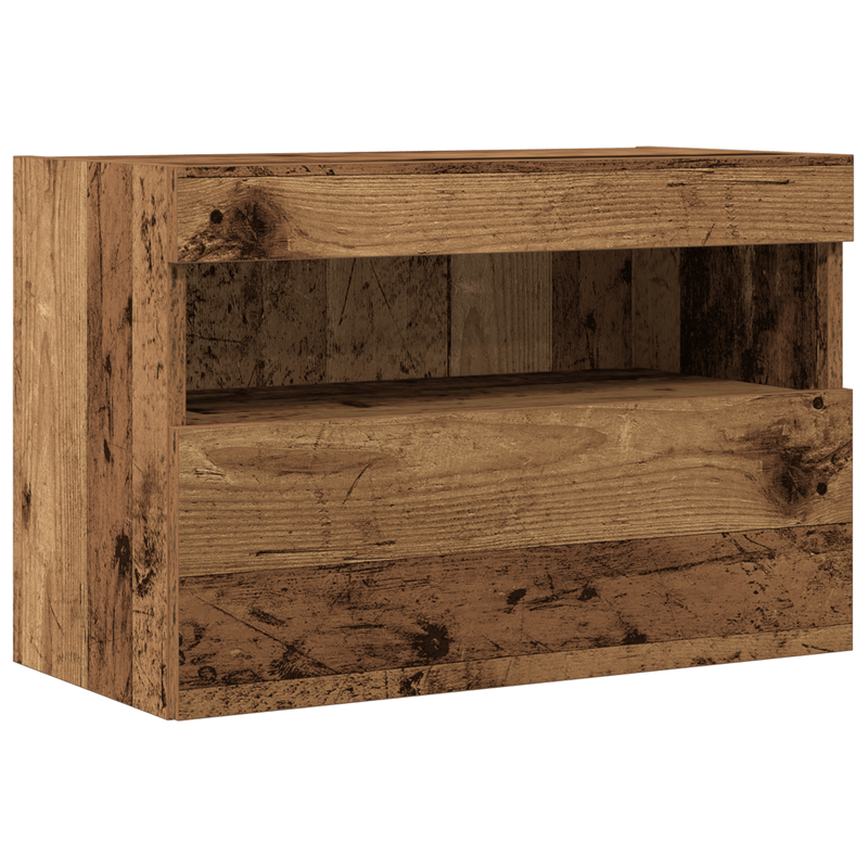 Casa si Gradina - Mobilier - Comode si corpuri - Comode - Dulap TV de perete cu LED, 2 buc., lemn vechi, 60x30x40 cm - Infinity.ro