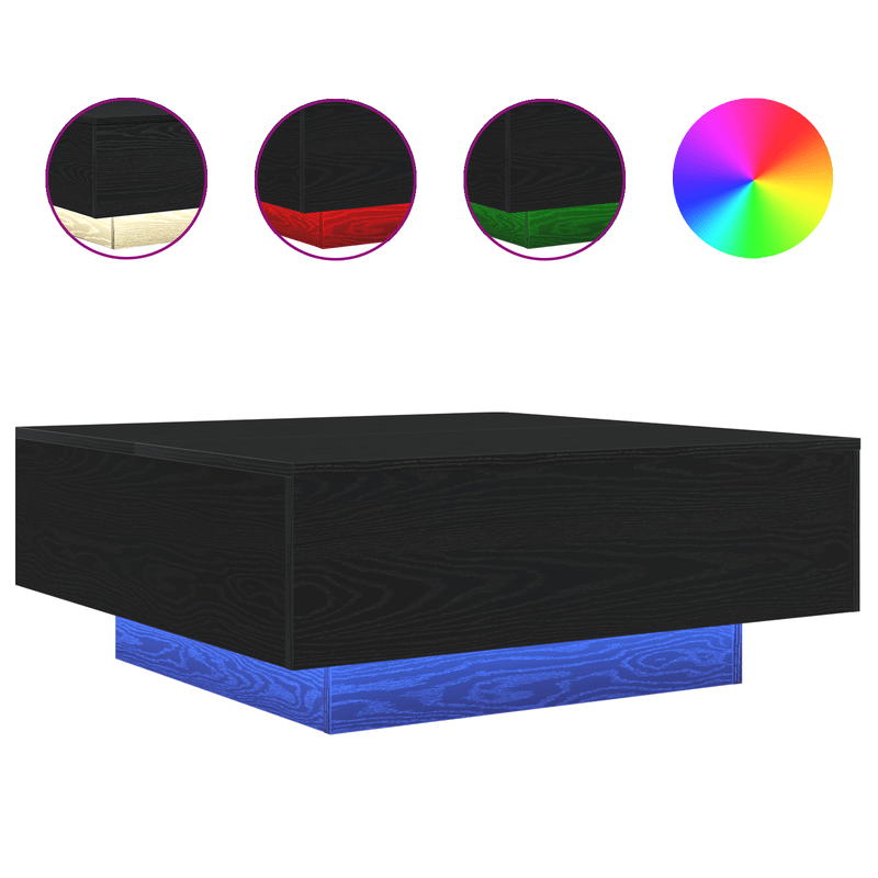 Casa si Gradina - Mobilier - Mese si birouri - Masute de cafea - Masuta de cafea cu LED-uri, stejar negru, 80x80x31 cm - Infinity.ro