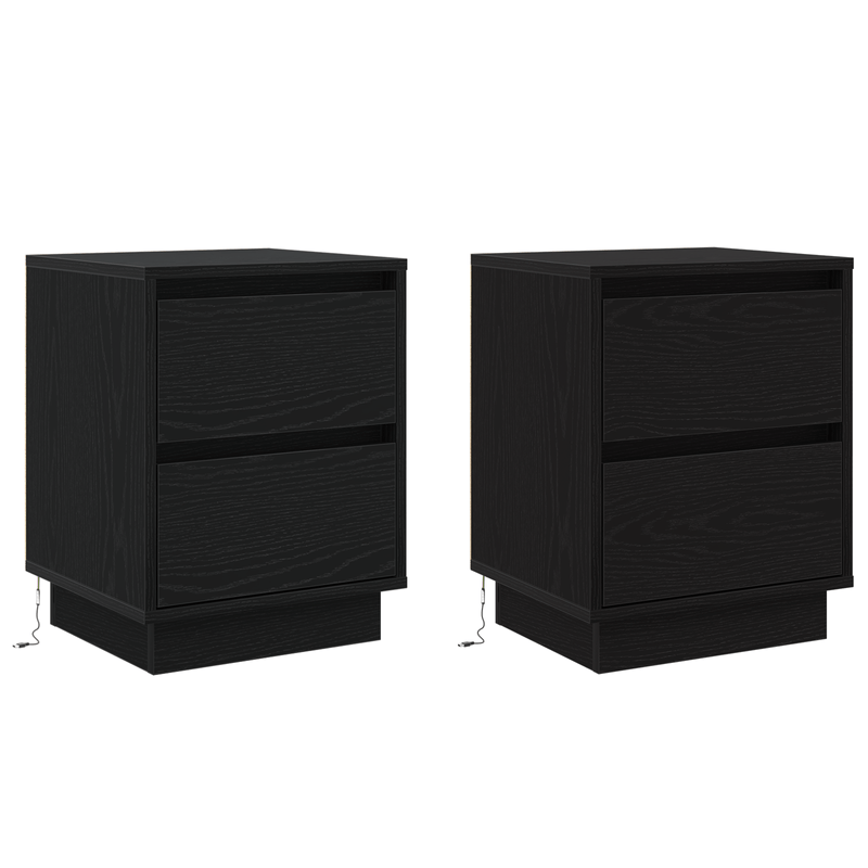 Casa si Gradina - Mobilier - Comode si corpuri - Noptiere - Noptierile cu lumini LED 2 buc negru 39x34.5x50 cm - Infinity.ro