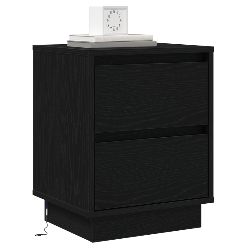Casa si Gradina - Mobilier - Comode si corpuri - Noptiere - Noptierile cu lumini LED 2 buc negru 39x34.5x50 cm - Infinity.ro