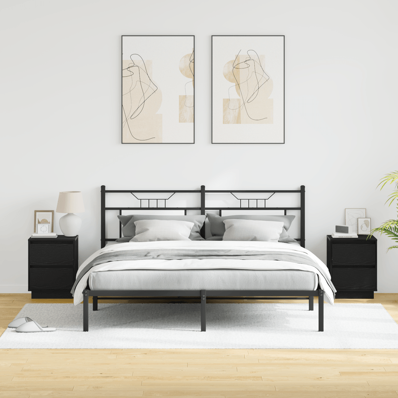 Casa si Gradina - Mobilier - Comode si corpuri - Noptiere - Noptierile cu lumini LED 2 buc negru 39x34.5x50 cm - Infinity.ro