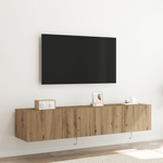 Casa si Gradina - Mobilier - Comode si corpuri - Comode - Dulapuri de perete LED-uri, 2 buc. stejar artizanal 80x35x31 cm - Infinity.ro