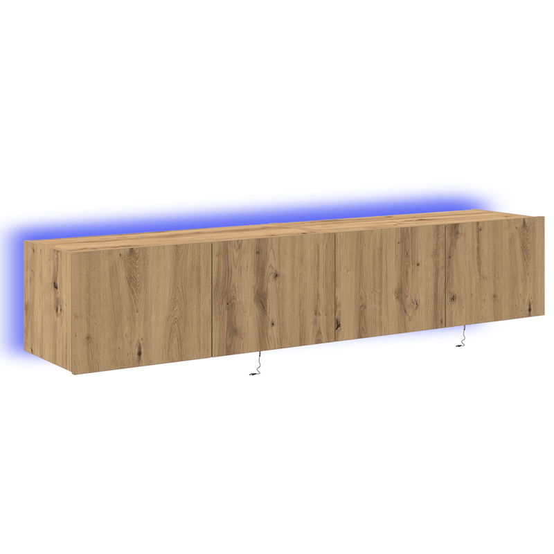 Casa si Gradina - Mobilier - Comode si corpuri - Comode - Dulapuri de perete LED-uri, 2 buc. stejar artizanal 80x35x31 cm - Infinity.ro