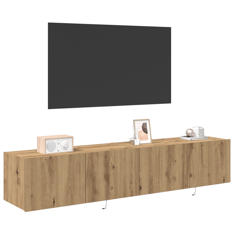 Casa si Gradina - Mobilier - Comode si corpuri - Comode - Dulapuri de perete LED-uri, 2 buc. stejar artizanal 80x35x31 cm - Infinity.ro