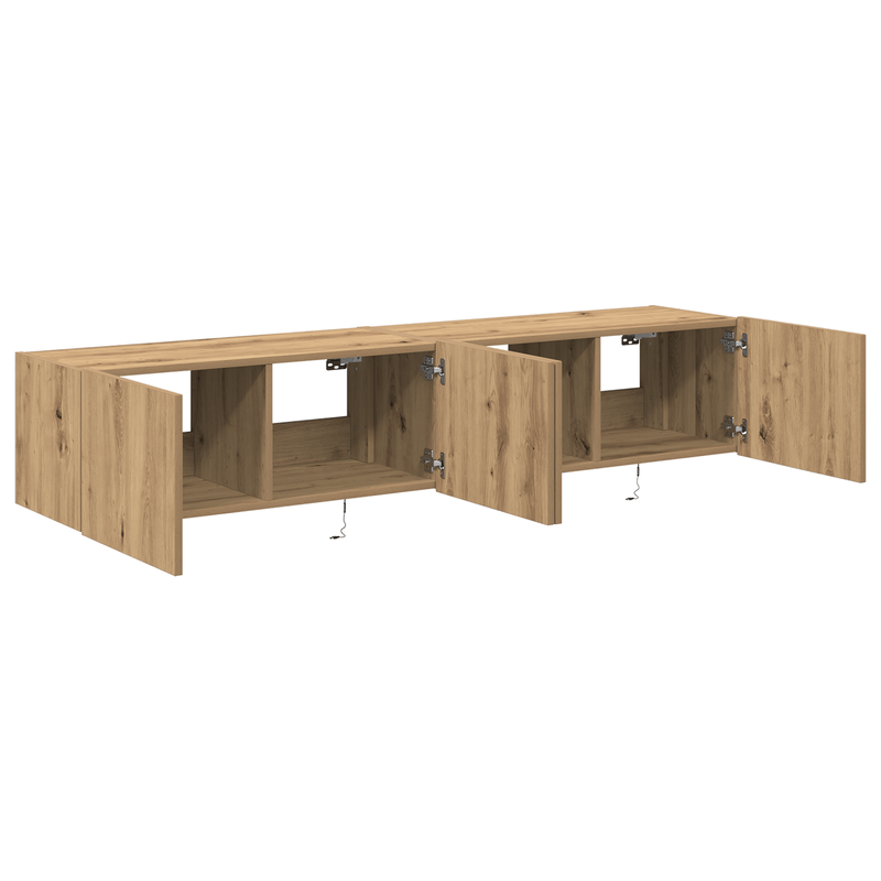 Casa si Gradina - Mobilier - Comode si corpuri - Comode - Dulapuri de perete LED-uri, 2 buc. stejar artizanal 80x35x31 cm - Infinity.ro