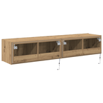 Casa si Gradina - Mobilier - Comode si corpuri - Comode - Dulapuri de perete LED-uri, 2 buc. stejar artizanal 80x35x31 cm - Infinity.ro