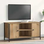 Casa si Gradina - Mobilier - Comode si corpuri - Comode - Dulap TV, stejar artizanal, 100x40x50 cm lemn prelucrat si otel - Infinity.ro
