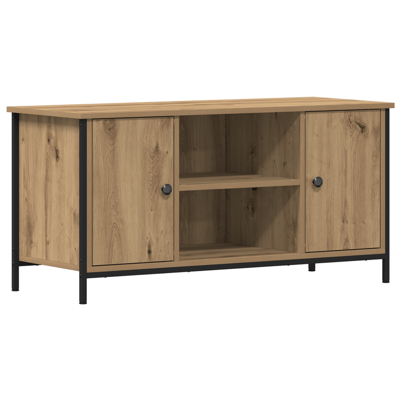 Casa si Gradina - Mobilier - Comode si corpuri - Comode - Dulap TV, stejar artizanal, 100x40x50 cm lemn prelucrat si otel - Infinity.ro