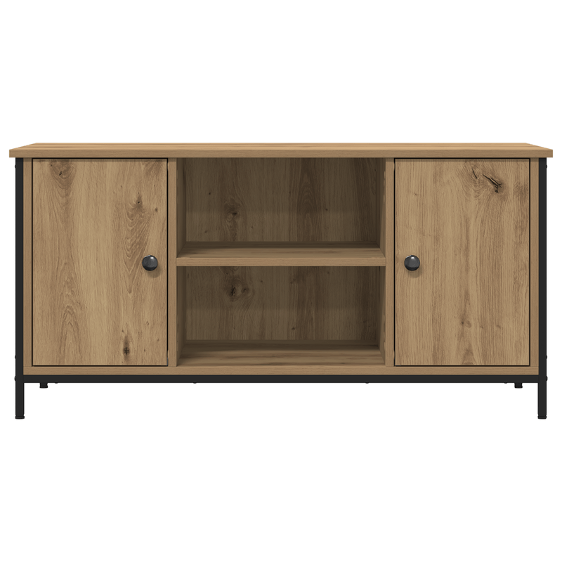 Casa si Gradina - Mobilier - Comode si corpuri - Comode - Dulap TV, stejar artizanal, 100x40x50 cm lemn prelucrat si otel - Infinity.ro