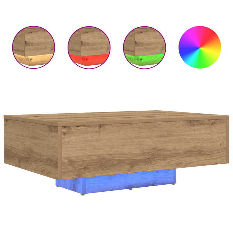 Casa si Gradina - Mobilier - Mese si birouri - Masute de cafea - Masuta de cafea cu LED-uri, stejar artizanal, 85x55x31 cm - Infinity.ro