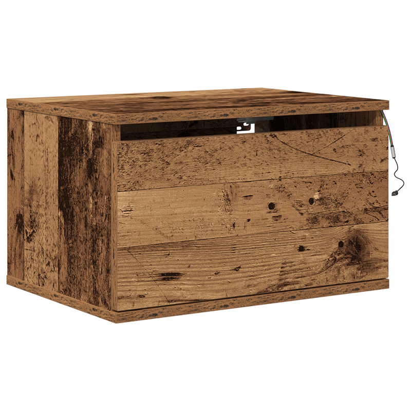 Casa si Gradina - Mobilier - Comode si corpuri - Noptiere - Noptiera cu LED-uri, de perete, lemn vechi, 50x36x30 cm - Infinity.ro