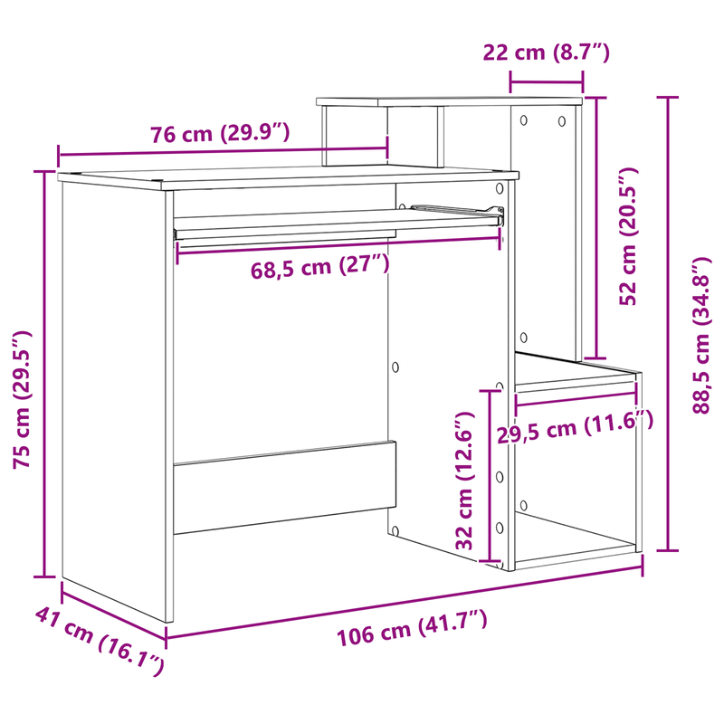 Casa si Gradina - Mobilier - Mese si birouri - Birouri - birou de calculator stejar artizanal placi aglomerate mediu - Infinity.ro