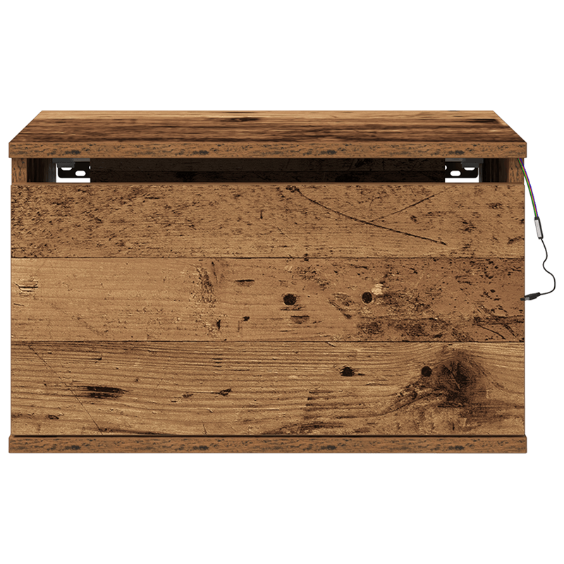 Casa si Gradina - Mobilier - Comode si corpuri - Noptiere - Noptiera cu LED-uri, de perete, lemn vechi, 50x36x30 cm - Infinity.ro